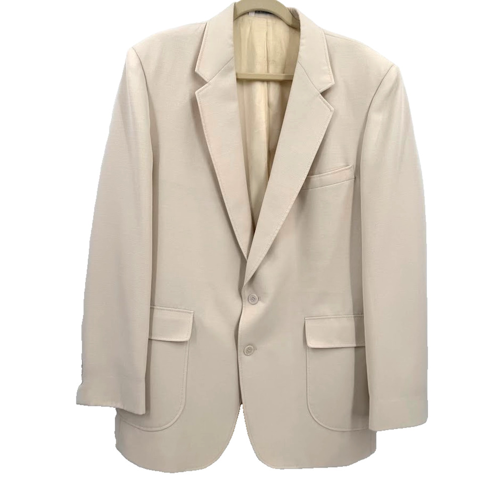 Vintage John L Blair Cream Blazer Mens 44L USA Made Ivory Sport Coat